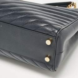 Pre Owned حقيبة يد سان لوران بوكساندرا جلد شيفرون مونوغرامي سوداء بسلسلة