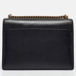 Pre Owned Saint Laurent Black Leather Medium Sunset Chain Shoulder Bag