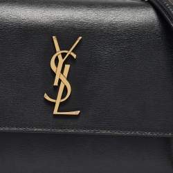 Pre Owned Saint Laurent Black Leather Medium Sunset Chain Shoulder Bag