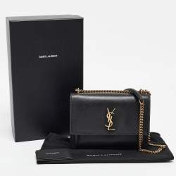 Pre Owned Saint Laurent Black Leather Medium Sunset Chain Shoulder Bag