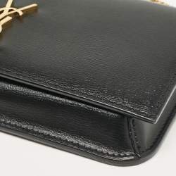 Saint Laurent Black Leather Cassandre Phone Holder Crossbody Bag