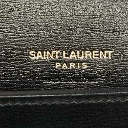 Saint Laurent Black Leather Cassandre Phone Holder Crossbody Bag
