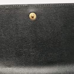 Saint Laurent Black Leather Cassandre Phone Holder Crossbody Bag