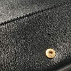 Saint Laurent Black Leather Cassandre Phone Holder Crossbody Bag