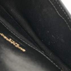 Saint Laurent Black Leather Cassandre Phone Holder Crossbody Bag