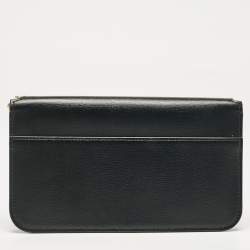 Saint Laurent Black Leather Cassandre Phone Holder Crossbody Bag