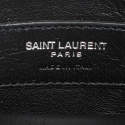 Saint Laurent Black Chevron Quilted Leather Medium College Top Handle Bag