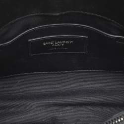 Saint Laurent Black Chevron Quilted Leather Medium College Top Handle Bag