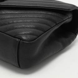 Saint Laurent Black Chevron Quilted Leather Medium College Top Handle Bag