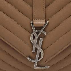 Saint Laurent Beige Matelassé Leather Large College Top Handle Bag