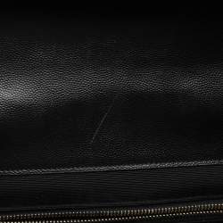Pre Owned Saint Laurent Black Matelassé Leather Large Monogram Envelope Shoulder Bag