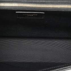 Pre Owned Saint Laurent Black Matelassé Leather Large Monogram Envelope Shoulder Bag