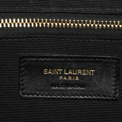 Pre Owned Saint Laurent Black Matelassé Leather Large Monogram Envelope Shoulder Bag