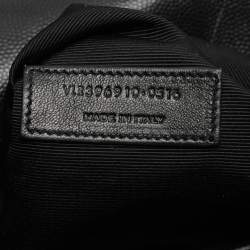 Pre Owned Saint Laurent Black Matelassé Leather Large Monogram Envelope Shoulder Bag