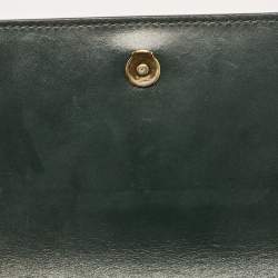 Pre Owned Saint Laurent Green Croc Embossed Leather Sunset Wallet on Chain