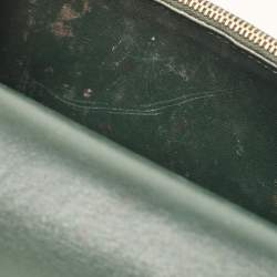 Pre Owned Saint Laurent Green Croc Embossed Leather Sunset Wallet on Chain