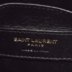 Pre Owned Saint Laurent Black/Beige Leather and Bamboo Woven Nano Sac De Jour Tote