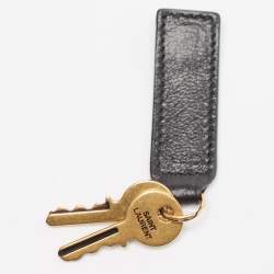 Pre Owned Saint Laurent Black/Beige Leather and Bamboo Woven Nano Sac De Jour Tote