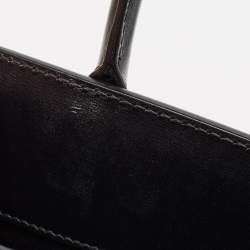 Pre Owned Saint Laurent Black/Beige Leather and Bamboo Woven Nano Sac De Jour Tote