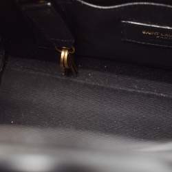 Pre Owned Saint Laurent Black/Beige Leather and Bamboo Woven Nano Sac De Jour Tote