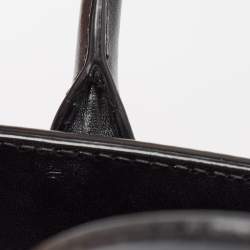 Pre Owned Saint Laurent Black/Beige Leather and Bamboo Woven Nano Sac De Jour Tote