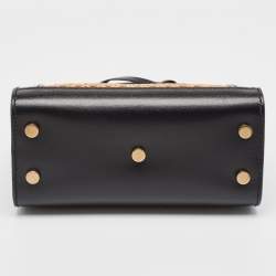 Pre Owned Saint Laurent Black/Beige Leather and Bamboo Woven Nano Sac De Jour Tote