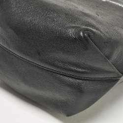 Saint Laurent Black Leather Teddy Drawstring Shoulder Bag