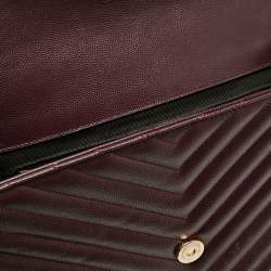 Saint Laurent Burgundy Chevron Leather Large Monogram Envelope Shoulder Bag