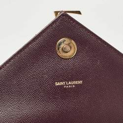 Saint Laurent Burgundy Chevron Leather Large Monogram Envelope Shoulder Bag