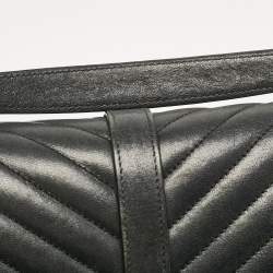 Saint Laurent Black Matelassé Leather Large College Top Handle Bag