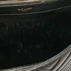 Saint Laurent Black Matelassé Leather Large College Top Handle Bag