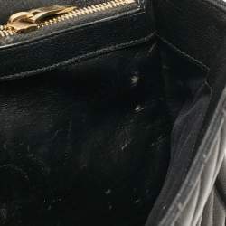 Saint Laurent Black Matelassé Leather Large College Top Handle Bag
