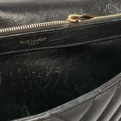 Saint Laurent Black Matelassé Leather Large College Top Handle Bag