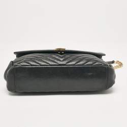 Saint Laurent Black Matelassé Leather Large College Top Handle Bag