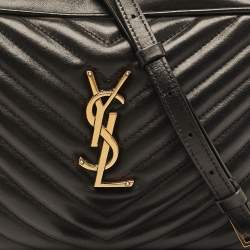 Saint Laurent Black Matelassé Leather Monogram Lou Camera Bag