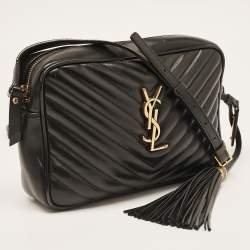 Saint Laurent Black Matelassé Leather Monogram Lou Camera Bag