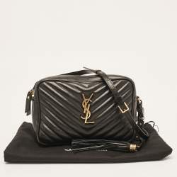 Saint Laurent Black Matelassé Leather Monogram Lou Camera Bag