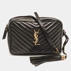 Saint Laurent Black Matelassé Leather Monogram Lou Camera Bag