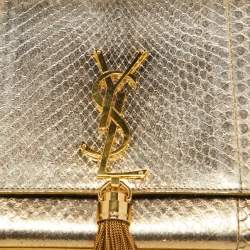 Saint Laurent Gold Snakeskin Medium Kate Tassel Crossbody Bag