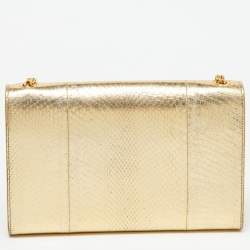 Saint Laurent Gold Snakeskin Medium Kate Tassel Crossbody Bag