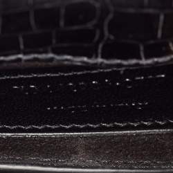 Pre Owned Saint Laurent Black Croc Embossed Leather Medium Sunset Bag