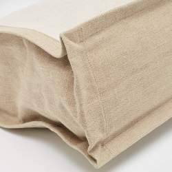Saint Laurent Two Tone Beige Canvas Large Rive Gauche Tote