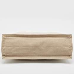 Saint Laurent Two Tone Beige Canvas Large Rive Gauche Tote