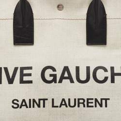 Saint Laurent Two Tone Beige Canvas Large Rive Gauche Tote