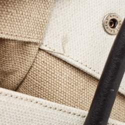 Saint Laurent Two Tone Beige Canvas Large Rive Gauche Tote
