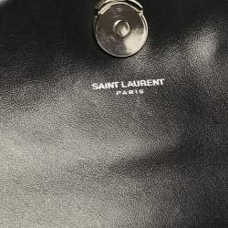 Pre Owned Saint Laurent Black Matelassé Leather Medium Loulou Shoulder Bag