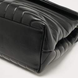 Pre Owned Saint Laurent Black Matelassé Leather Medium Loulou Shoulder Bag