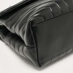 Pre Owned Saint Laurent Black Matelassé Leather Medium Loulou Shoulder Bag