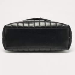 Pre Owned Saint Laurent Black Matelassé Leather Medium Loulou Shoulder Bag