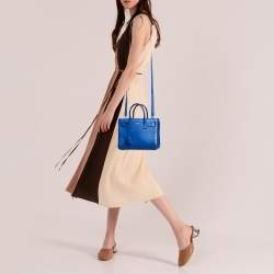 Pre Owned Saint Laurent Blue Leather Nano Classic Sac De Jour Tote